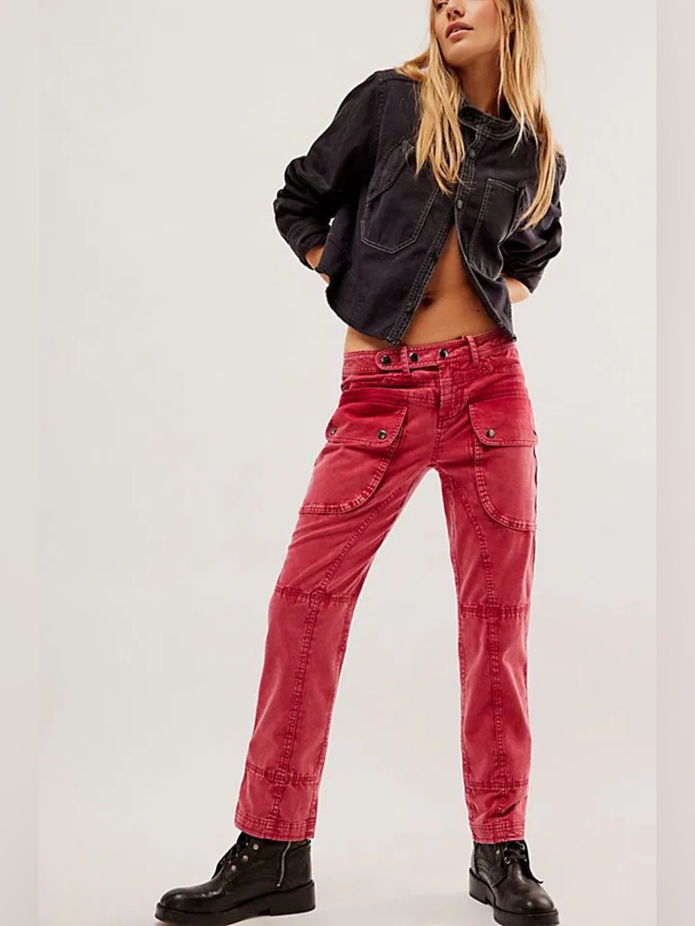 Free People We The Free Hot In It Moto Pants Sz 8 Workwear Utility Gorpcore
